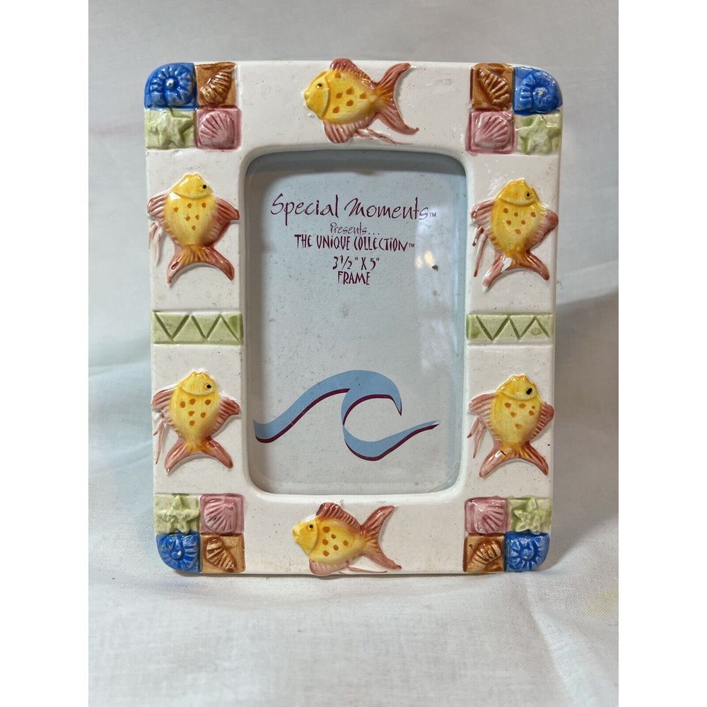 Set Of 2 Special Moment Frames 3.5 X 5 Photo Beach Starfish Fish Sea Shells